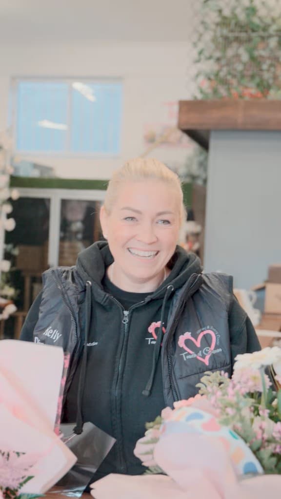Kelly at her florist Touch of Charm, set up on a Dojo card machine by CapExpand